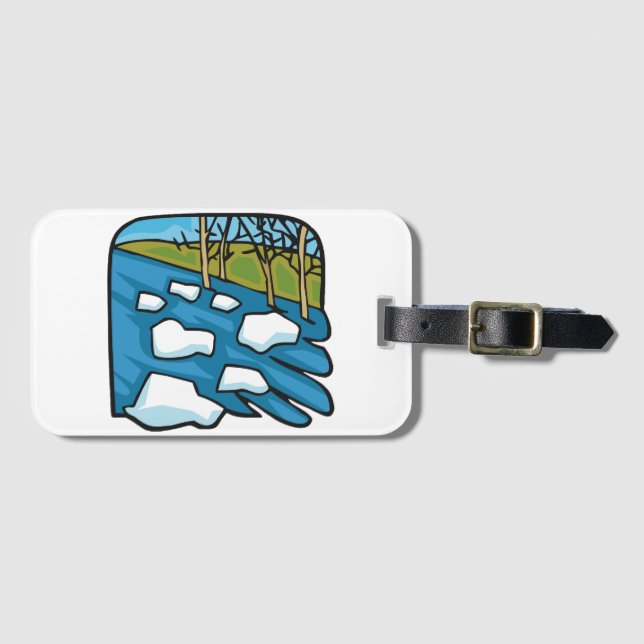 Winter-Fluss mit Eisschollen beim Tauen Gepäckanhänger (Vorderseite (Horizontal))