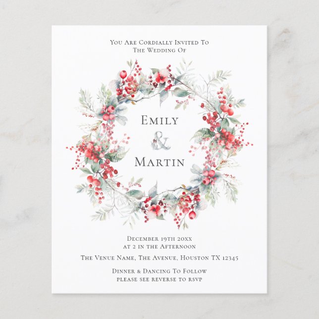 Winter Foliage Berries Wreath Wedding (Vorderseite)