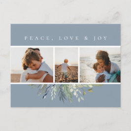 Winter Foliage Blue Foto Collage Feiertagspostkarte