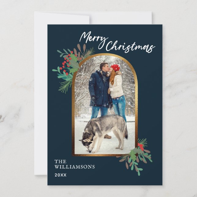 Winter Foliage Custom Foto Frohe Weihnachten (Vorderseite)