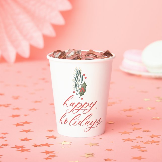 Winter Foliage Holiday Beverage Cups Pappbecher (Insitu)