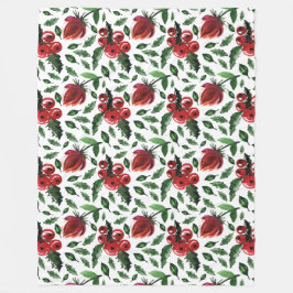 Winter Foliage Holly Berries Botanical Fleecedecke