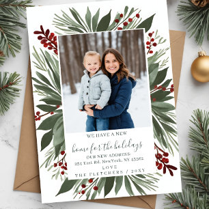 Winter Foliage Neue Zuhause für Urlaub Foto Moving Feiertagspostkarte