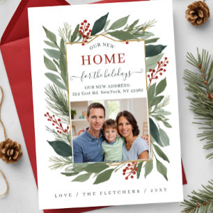 Winter Foliage Neue Zuhause für Urlaub Foto Moving Feiertagspostkarte