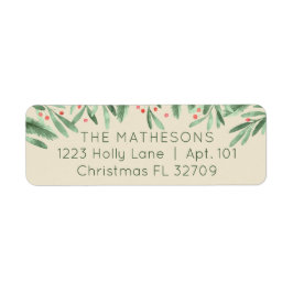 Winter Foliage + Red Berries Classic Ivory Address