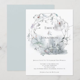 Winter Foliage Watercolor Berries Hochzeit Einladung