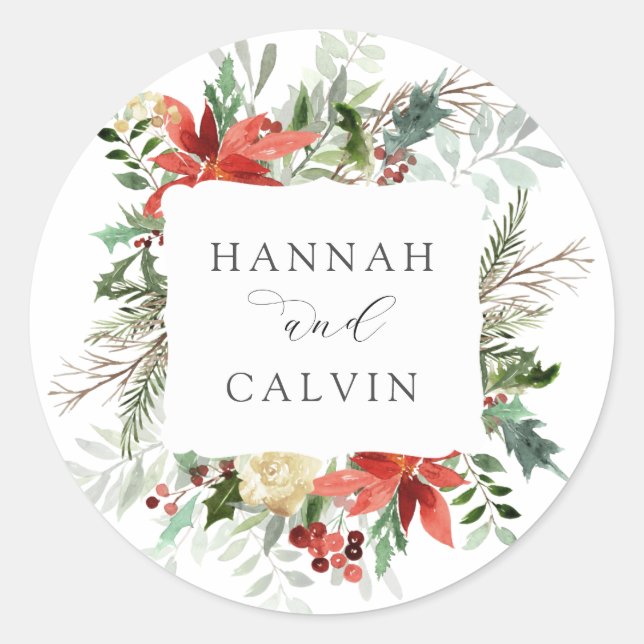 Winter Foliage Wedding Classic Round Sticker (Vorderseite)