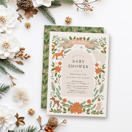 Winter Foliage Woodland Animals Kinderdusche Einladung