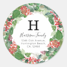 Winter Folies Weihnachts-Rücksendeadresse Monogram Runder Aufkleber