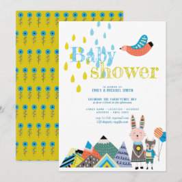 Winter Folk Art Baby Dusche lädt Skandinavier ein Einladung