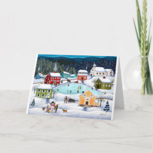 Winter Folk Grußkarte leer Feiertagskarte
