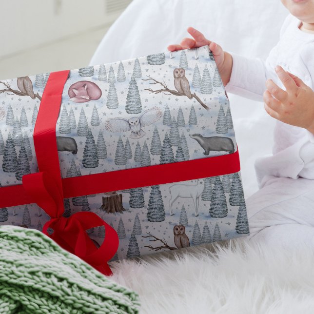 Winter Forest Animals Nature Weihnachtsmuster Geschenkpapier (Von Creator hochgeladen)