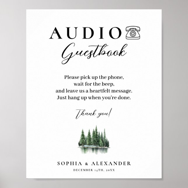Winter Forest Audio Wedding Guestbook Poster (Vorne)