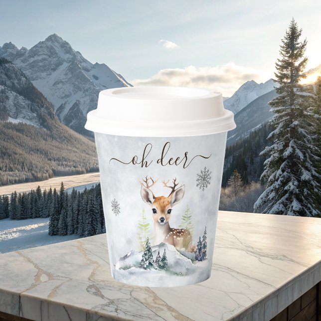 Winter Forest Baby Deer Animal Baby Dusche Pappbecher (Winter Forest Baby Deer Animal Baby Shower Paper Cups)