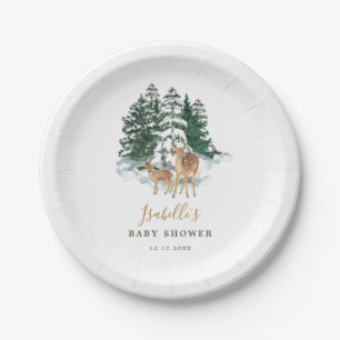 Winter Forest Baby Dusche Pappteller