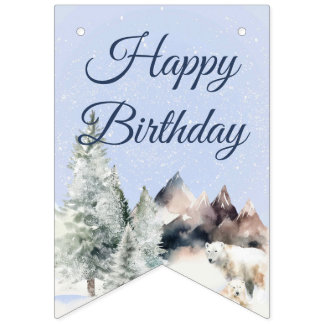 Winter Forest Birthday Banner