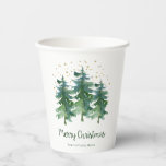 Winter Forest Christmas Company Pappbecher<br><div class="desc">Diese Aquarellkiefer,  die "Frohe Weihnachten" mit Ihrem Firmennamen sagen,  wären großartig für das Essen im Büro,  für den Kaffee und Snacks in einem anderen Büro oder einer Firma oder für Ihre Feiertagsparty. Raus genug,  um alles oben zu machen!</div>