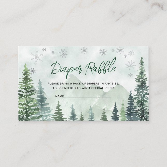 Winter Forest Diaper Raffle Begleitkarte (Vorderseite)