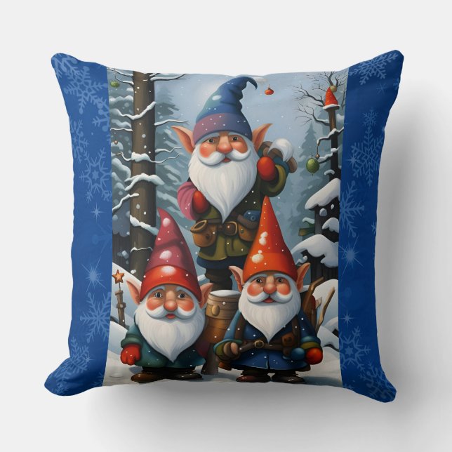 Winter Forest Gnomes Kissen (Vorderseite)