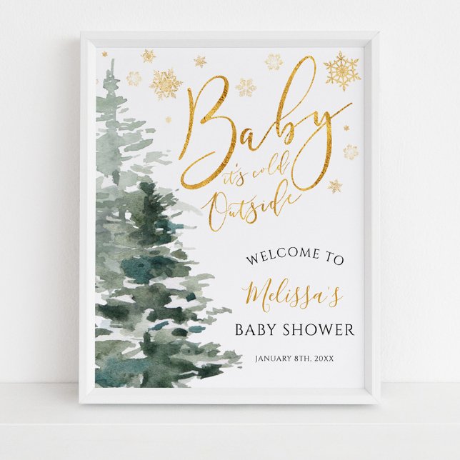 Winter Forest Gold Es ist kalte Outside Baby Dusch Poster (Von Creator hochgeladen)