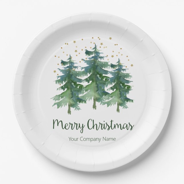 Winter Forest Merry Christmas Company Pappteller (Vorderseite)