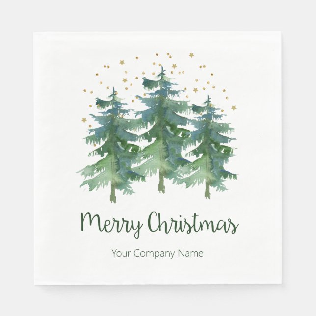 Winter Forest Merry Christmas Company Serviette (Vorderseite)