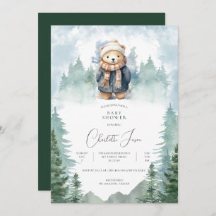 Winter Forest Niedlich Bear Baby Dusche Einladung