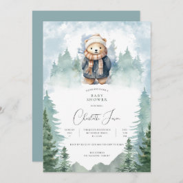 Winter Forest Niedlich Bear Baby Dusche Einladung