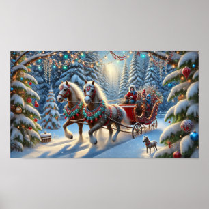 Winter Forest Sleigh Ride Poster