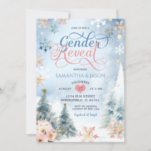 Winter Forest Snowflake Weihnachtsgeschlecht offen Einladung