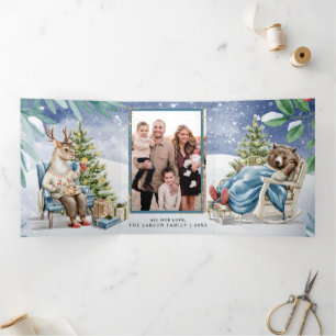 Winter Forest Storybook Tiere Trifold Card Dreifach Gefaltete Karte