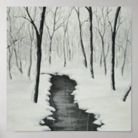 Winter Forest Stream Fine Art Print