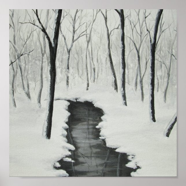 Winter Forest Stream Fine Art Print Poster (Vorne)