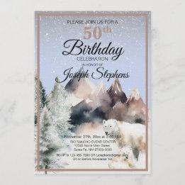 Winter Forest Watercolor Birthday Invitation Einladung