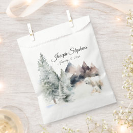 Winter Forest Watercolor Favor Bags Geschenktütchen