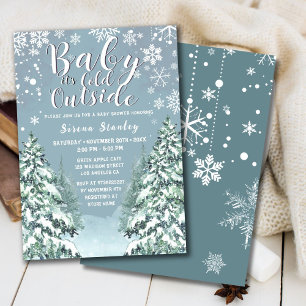 Winter Forest Watercolor Graue Kinderdusche Einlad Einladung