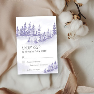 Winter Forest Watercolor Lavender Vertikal RSVP Karte