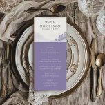 Winter Forest Watercolor Lavender Wedding Menü Menükarte<br><div class="desc">Hochzeitsmenü mit landschaftlichem Aquarelldesign in Lavendel- und Grautönen. Die Schneeszene besticht durch eine romantische Bergwaldlandschaft mit Pinienbäumen,  Driften und einer leichten Schneeflocke. Die Kurse und Menüpunkte sind vollständig editierbar. Wenn Sie passende Produkte wünschen,  schauen Sie bitte in meine Winter Forest Kollektion.</div>