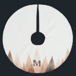 Winter Forest Watercolor Monogram Polyester Weihnachtsbaumdecke<br><div class="desc">Dieser neutrale Monogram Weihnachtsrock weist ein festlich immergrünes Aquarellwinterdesign auf neutralem Hintergrund auf. Einfache Anpassung mit der Personalisierungsfunktion.</div>