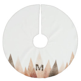 Winter Forest Watercolor Monogram Polyester Weihnachtsbaumdecke