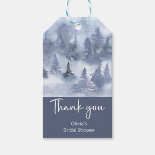 Winter Forest Watercolor Navy Blue Brautparty Geschenkanhänger