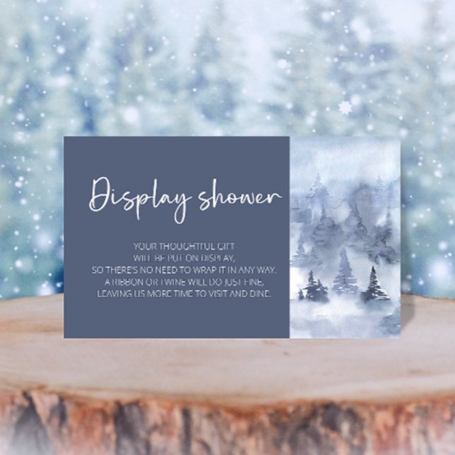 Winter Forest Watercolor Navy Blue Display Dusche Begleitkarte (Von Creator hochgeladen)