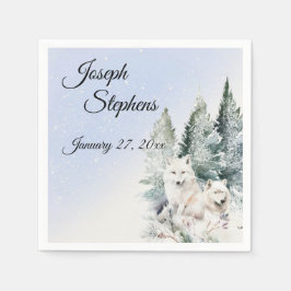 Winter Forest Watercolor Paper Napkin Serviette