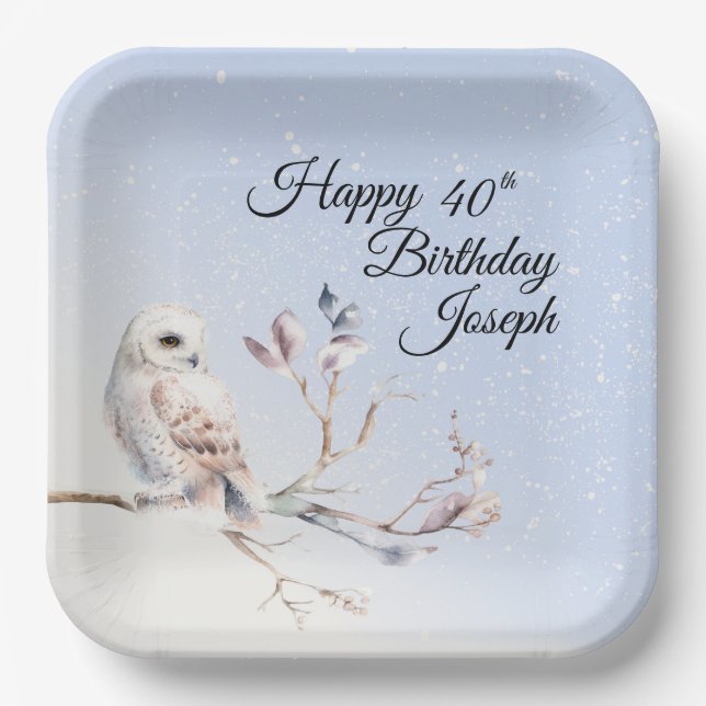 Winter Forest Watercolor Paper Plate Pappteller (Vorderseite)