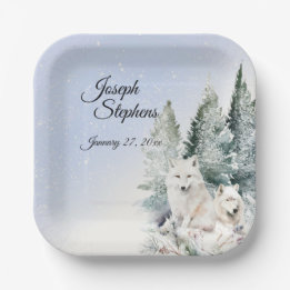 Winter Forest Watercolor Paper Plate Pappteller