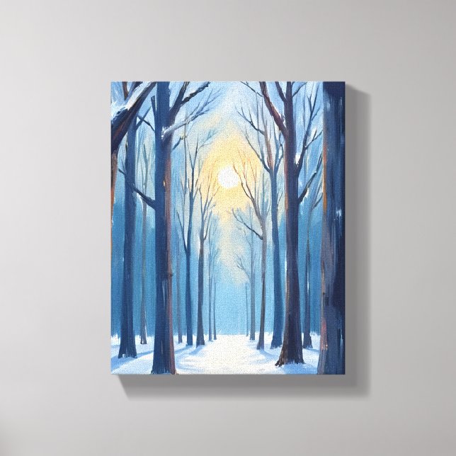 Winter Forest Watercolor Tree Painting Leinwanddruck (Vorderseite)