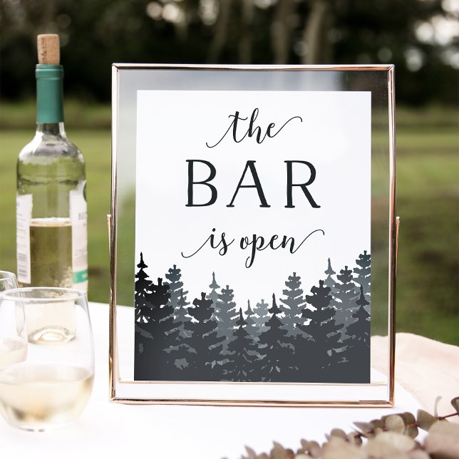 Winter Forest Wedding Bar Sign Poster (Von Creator hochgeladen)