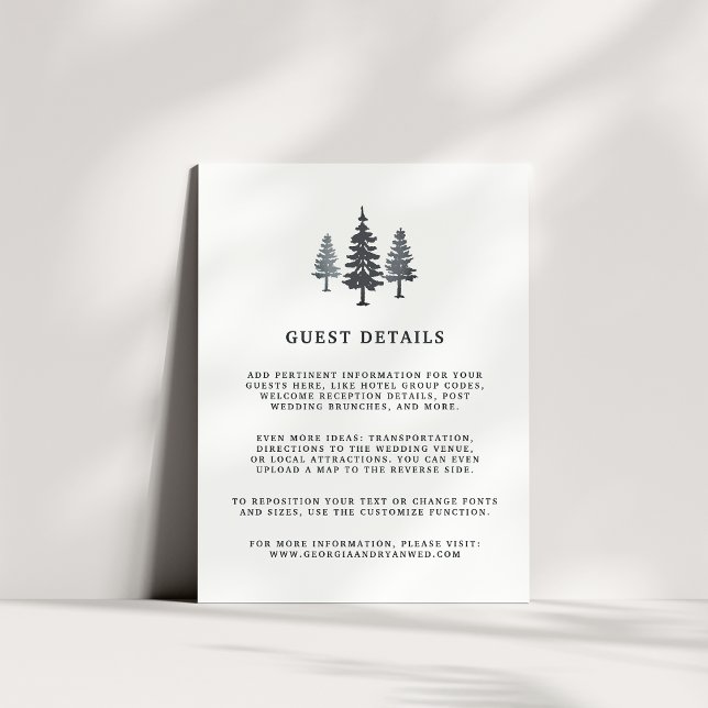 Winter Forest Wedding Gästekarte Begleitkarte (Von Creator hochgeladen)