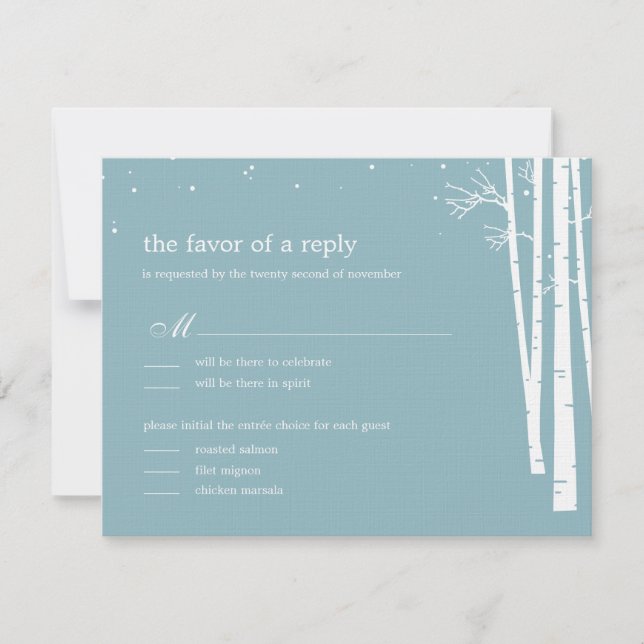 Winter Forest Wedding RSVP/Response Card RSVP Karte (Vorderseite)