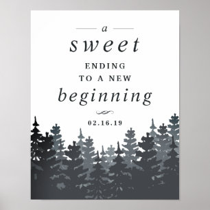 Winter Forest Wedert Dessert Table Sign Poster